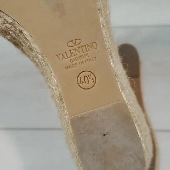 Valentino Garavani Womens Espadrille Wedge Leather Sandals shoes sz 40.5/10.5